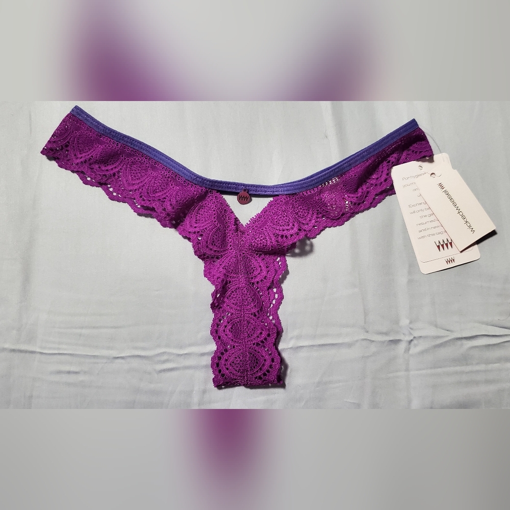 Rare Wicked Weasel 629 Purple Lace Micro Thong Knickers